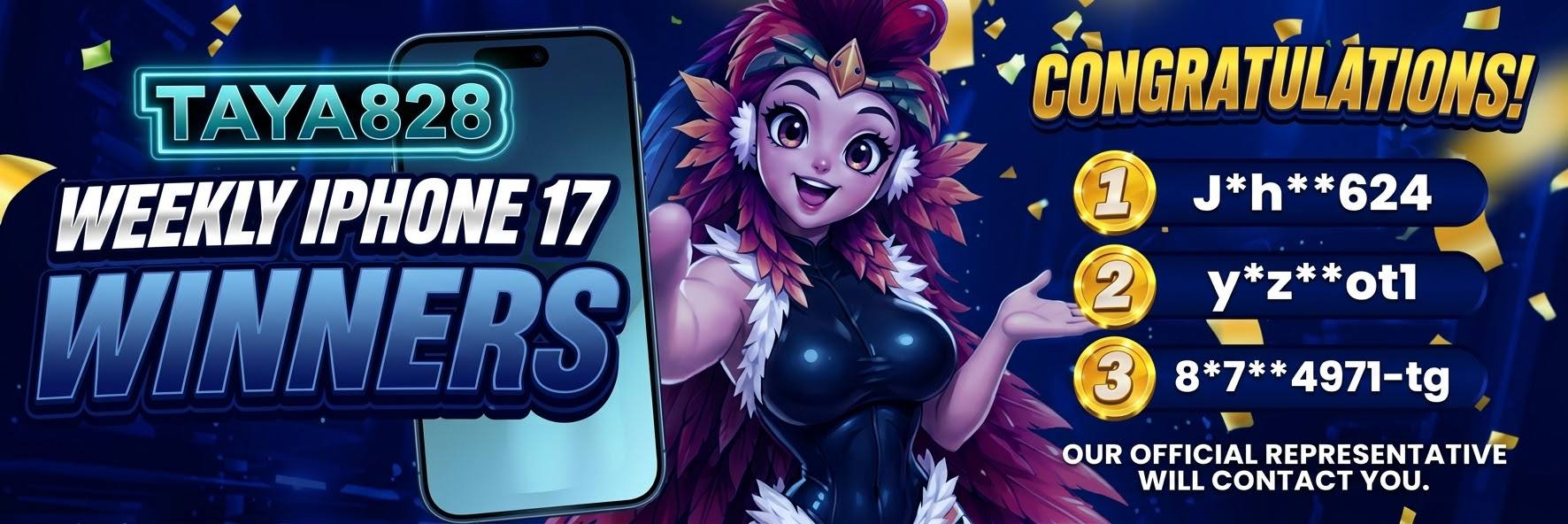 Taya828 weekly iPhone winners